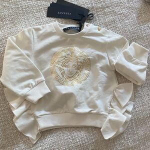 Versace Women's Cream and Gold Sweatshirt